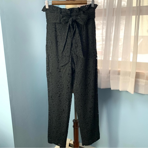 NWT J. Crew Black Lace Paper Bag Taper Pant - Picture 2 of 7